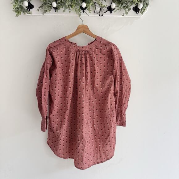 DOMI Pink V Neck Patterned Blouse Organic Cotton Small u5009 - Picture 3 of 4